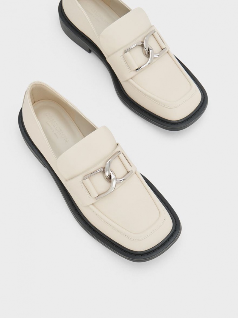 Loafers Charles And Keith Gabine δερματινα κρέμα | 84170-ROKA