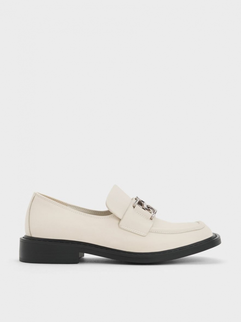 Loafers Charles And Keith Gabine δερματινα κρέμα | 84170-ROKA