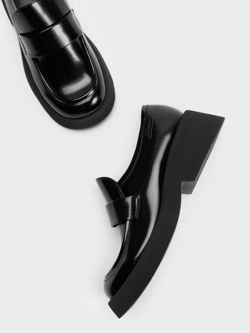 Loafers Charles And Keith Giselle λουρακια Χοντρός μαυρα | 81063-GIVH