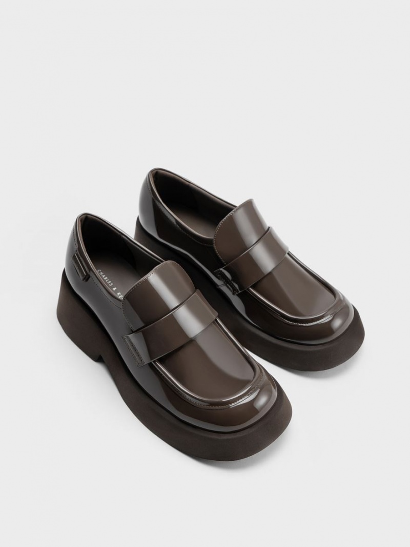 Loafers Charles And Keith Giselle λουρακια Χοντρός λουστρινι καφε | 76410-VALJ
