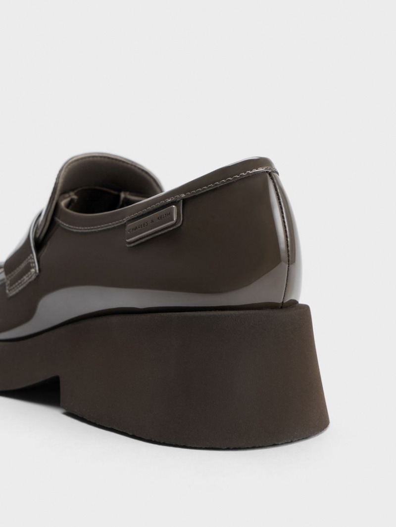 Loafers Charles And Keith Giselle λουρακια Χοντρός λουστρινι καφε | 76410-VALJ