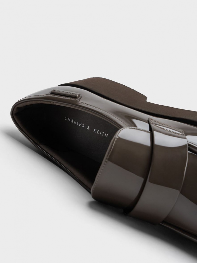 Loafers Charles And Keith Giselle λουρακια Χοντρός λουστρινι καφε | 76410-VALJ