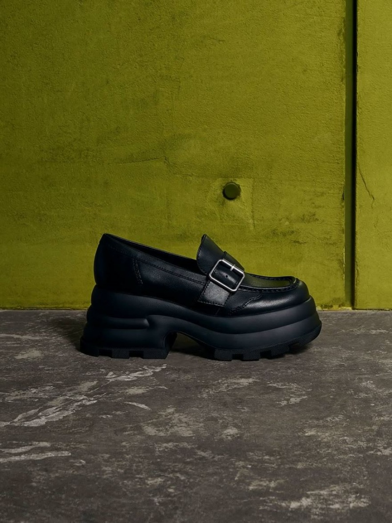 Loafers Charles And Keith Jules flatforms Buckled μαυρα | 04172-AVBZ