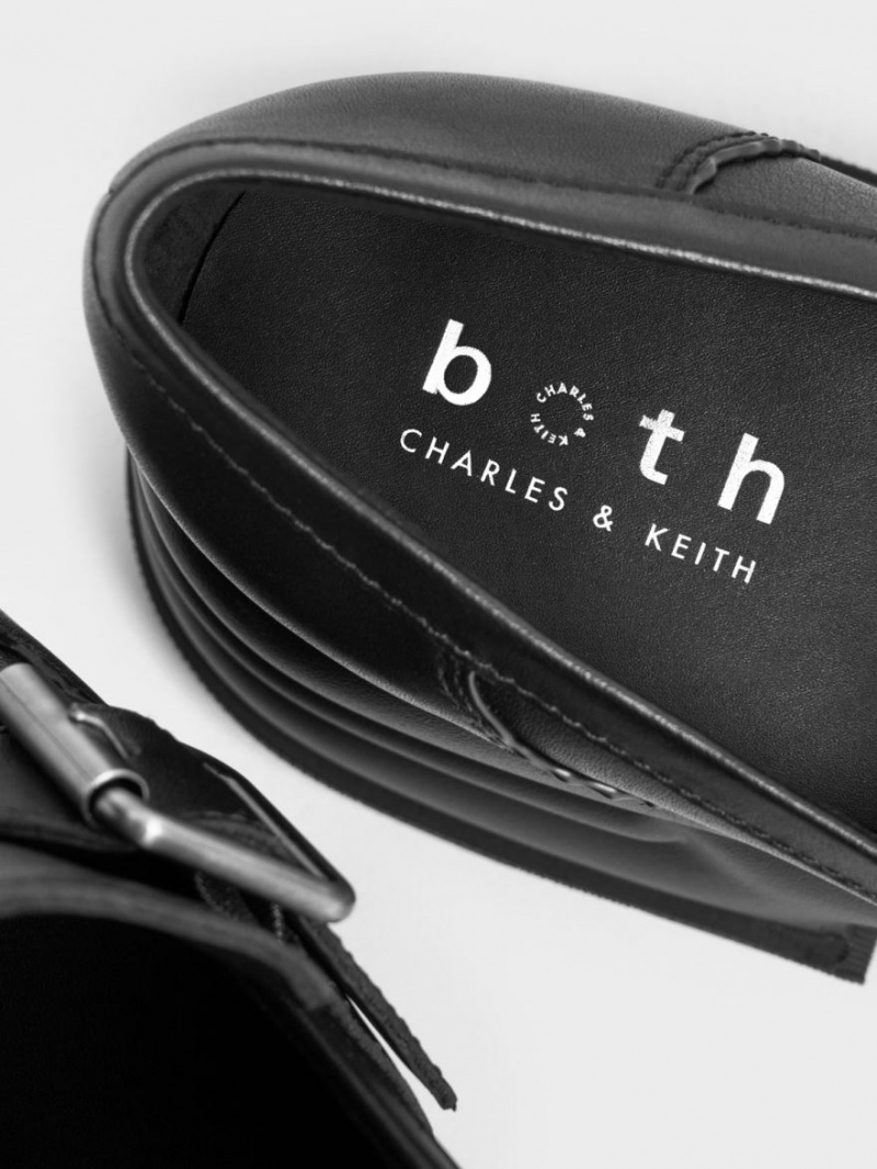 Loafers Charles And Keith Jules flatforms Buckled μαυρα | 04172-AVBZ