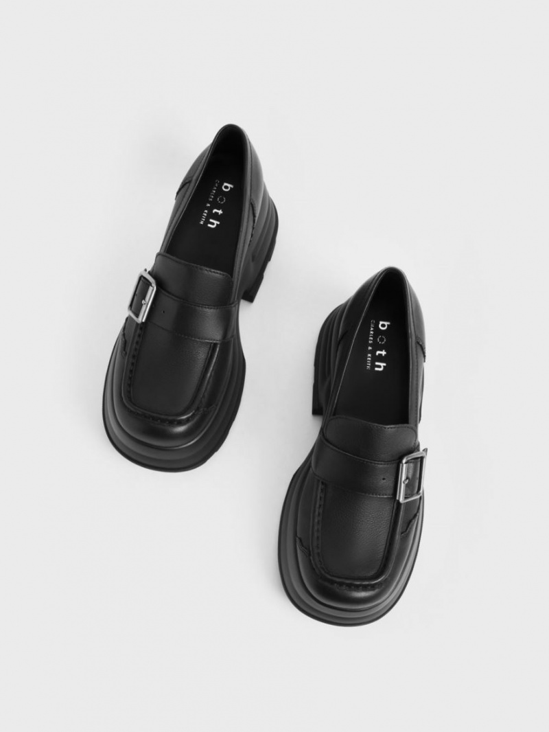 Loafers Charles And Keith Jules flatforms Buckled μαυρα | 04172-AVBZ