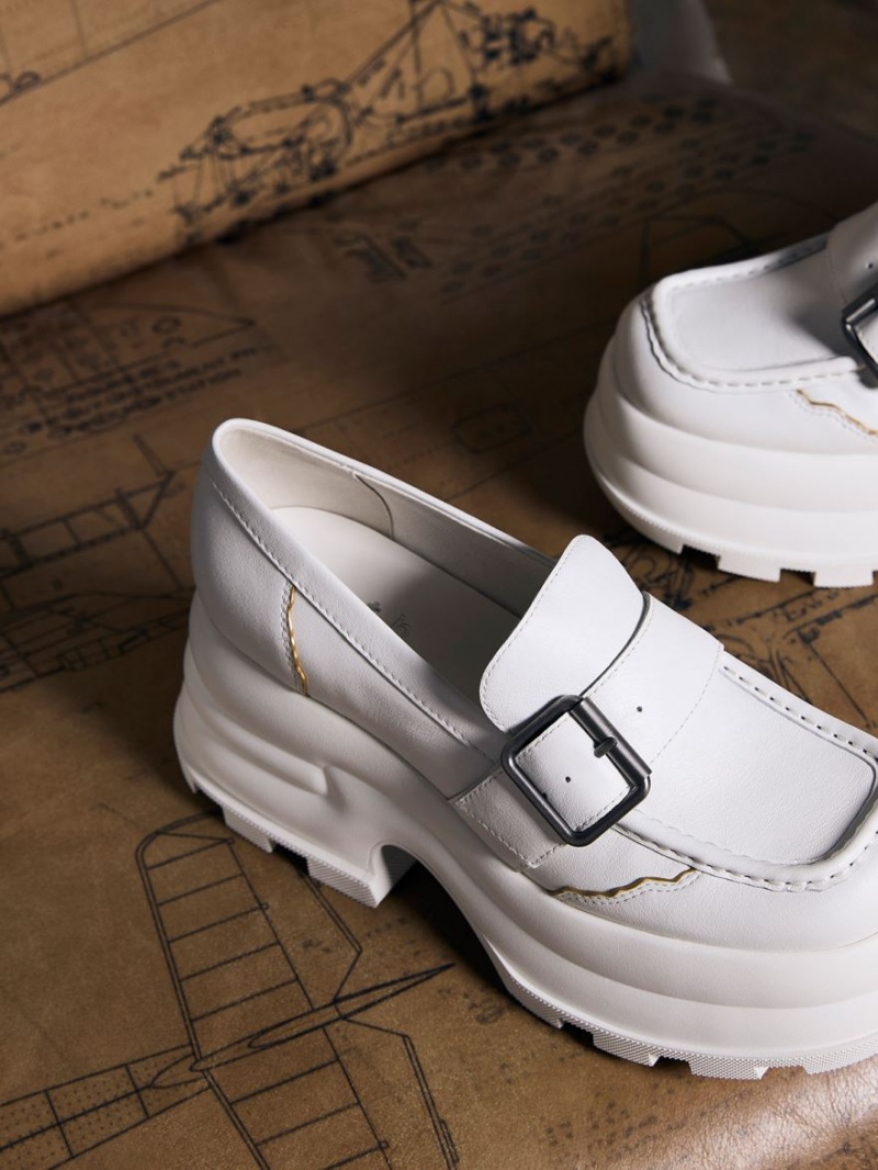 Loafers Charles And Keith Jules flatforms Buckled ασπρα | 79805-XSIL