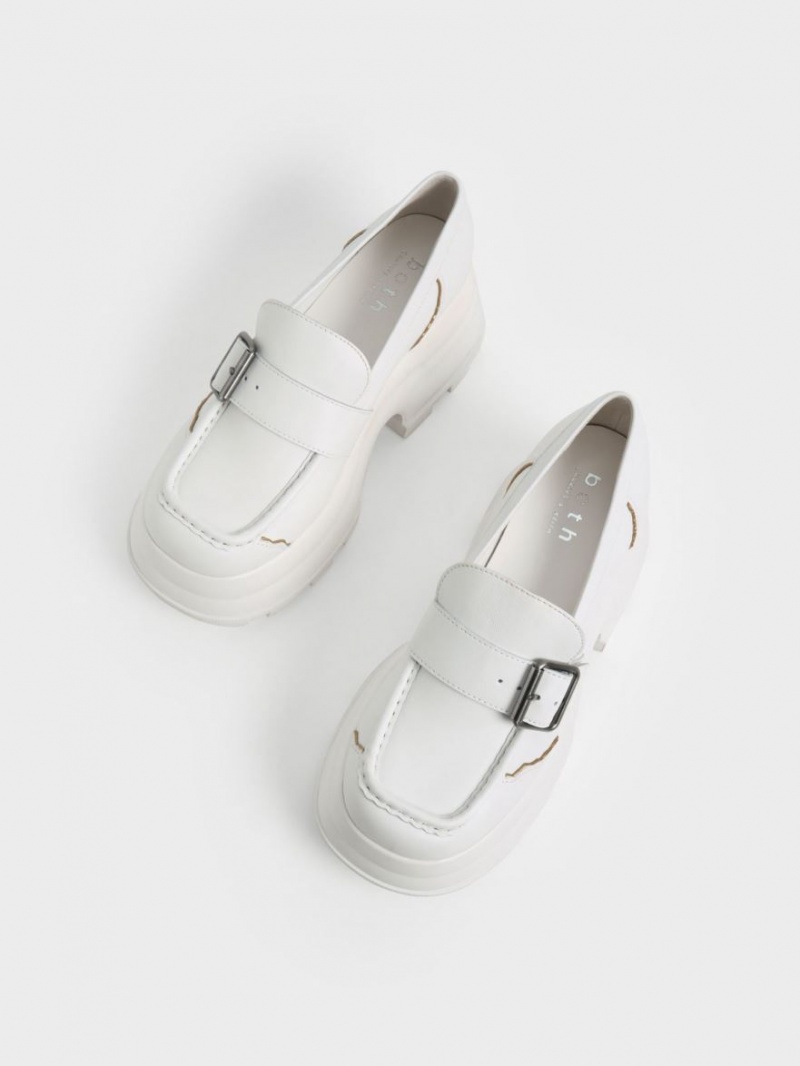 Loafers Charles And Keith Jules flatforms Buckled ασπρα | 79805-XSIL