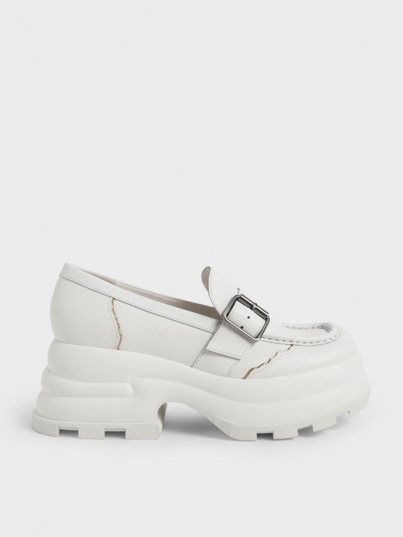 Loafers Charles And Keith Jules flatforms Buckled ασπρα | 79805-XSIL