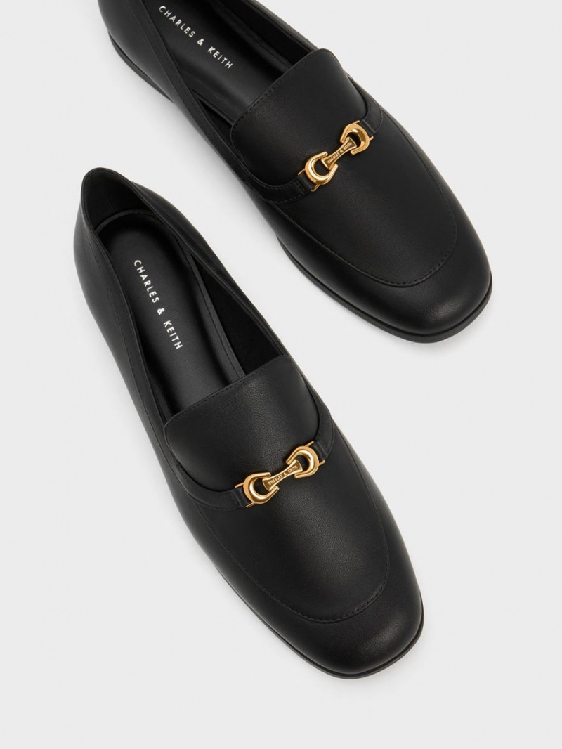Loafers Charles And Keith Metallic Accent Round-toe μαυρα | 39125-ZDPF