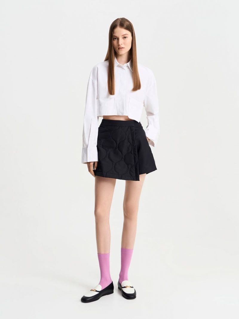 Loafers Charles And Keith Metallic Accent Two-Tone Round-toe μαυρα ασπρα | 51947-CODV