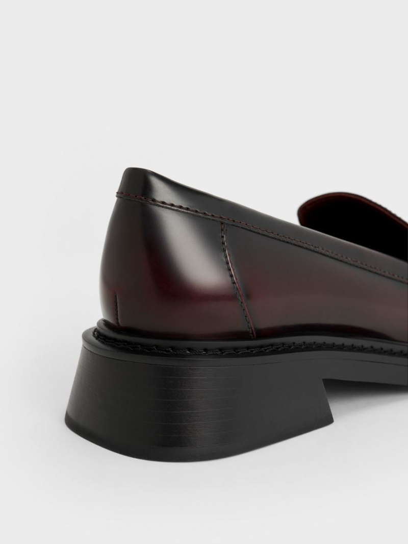 Loafers Charles And Keith Metallic Penny Tab μπορντο | 38974-LCBM
