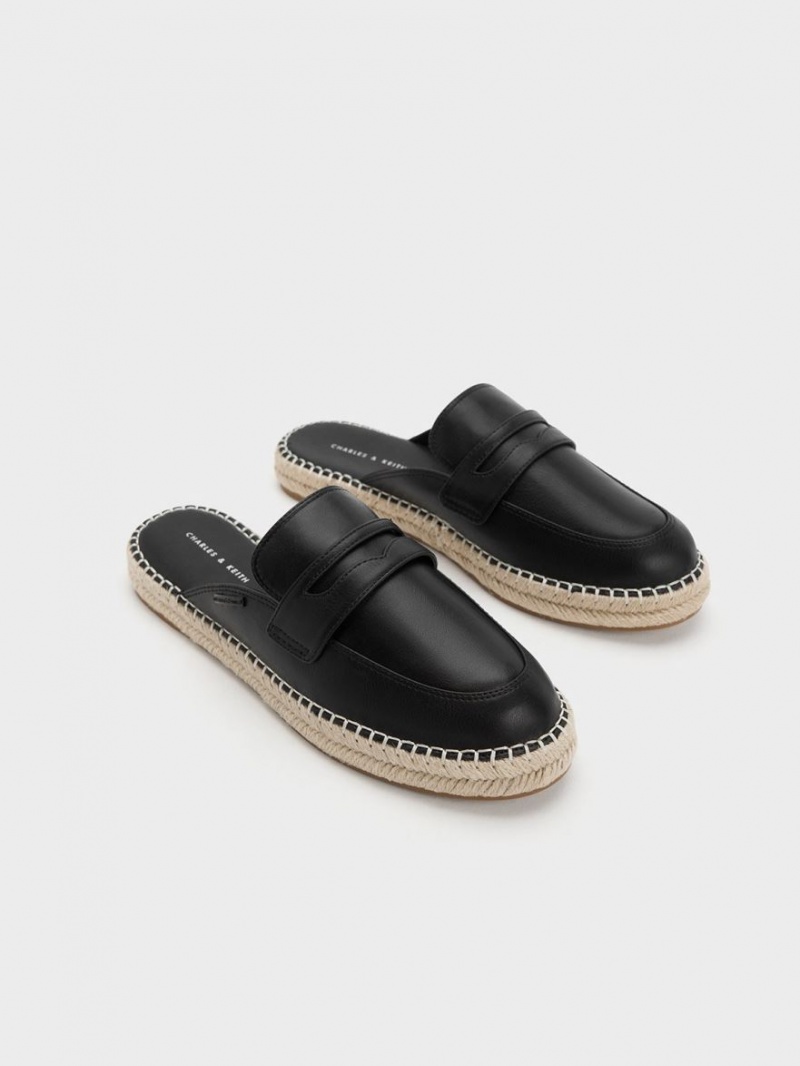 Loafers Charles And Keith Penny Backless Espadrilles μαυρα | 32086-TWZO