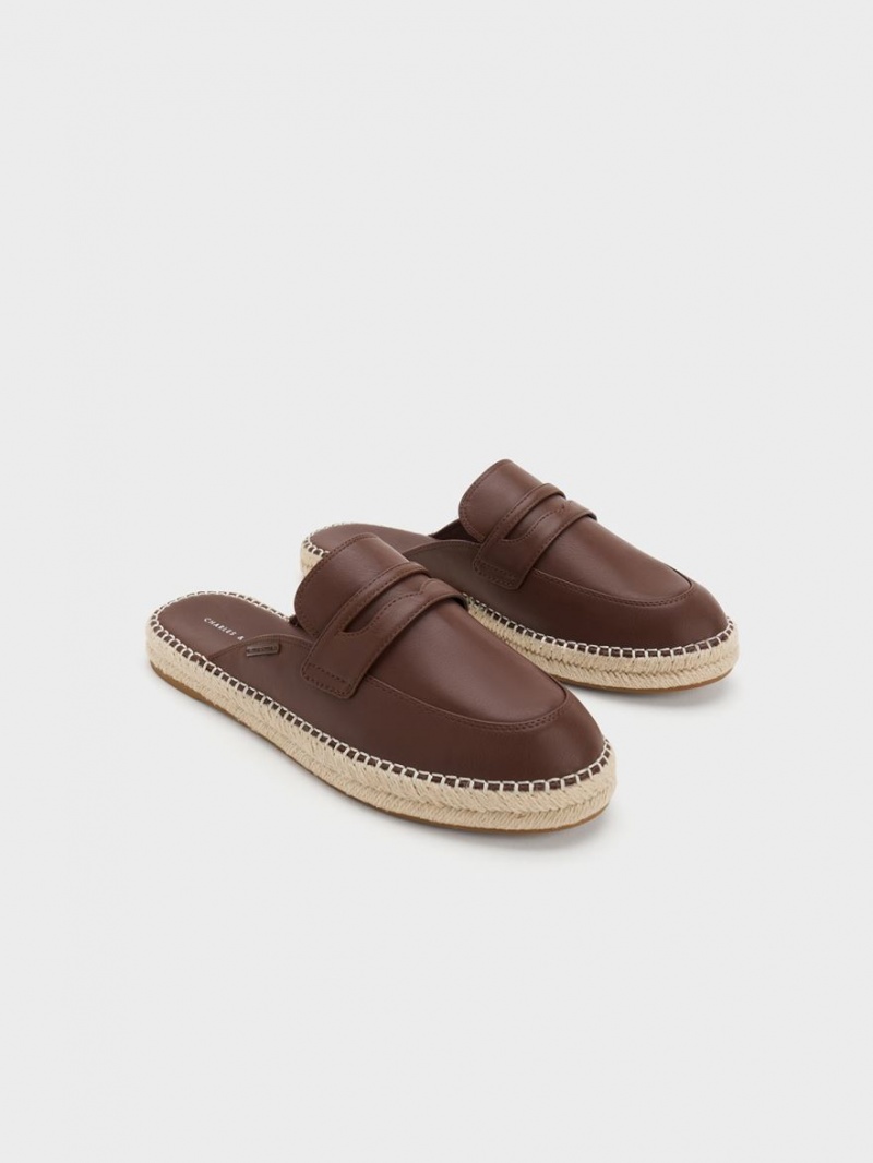 Loafers Charles And Keith Penny Backless Espadrilles καφε | 10652-JOZL