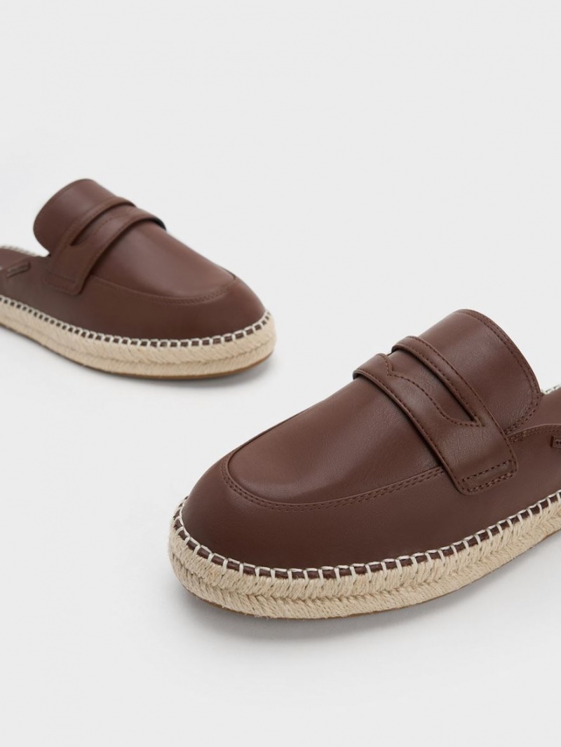 Loafers Charles And Keith Penny Backless Espadrilles καφε | 10652-JOZL