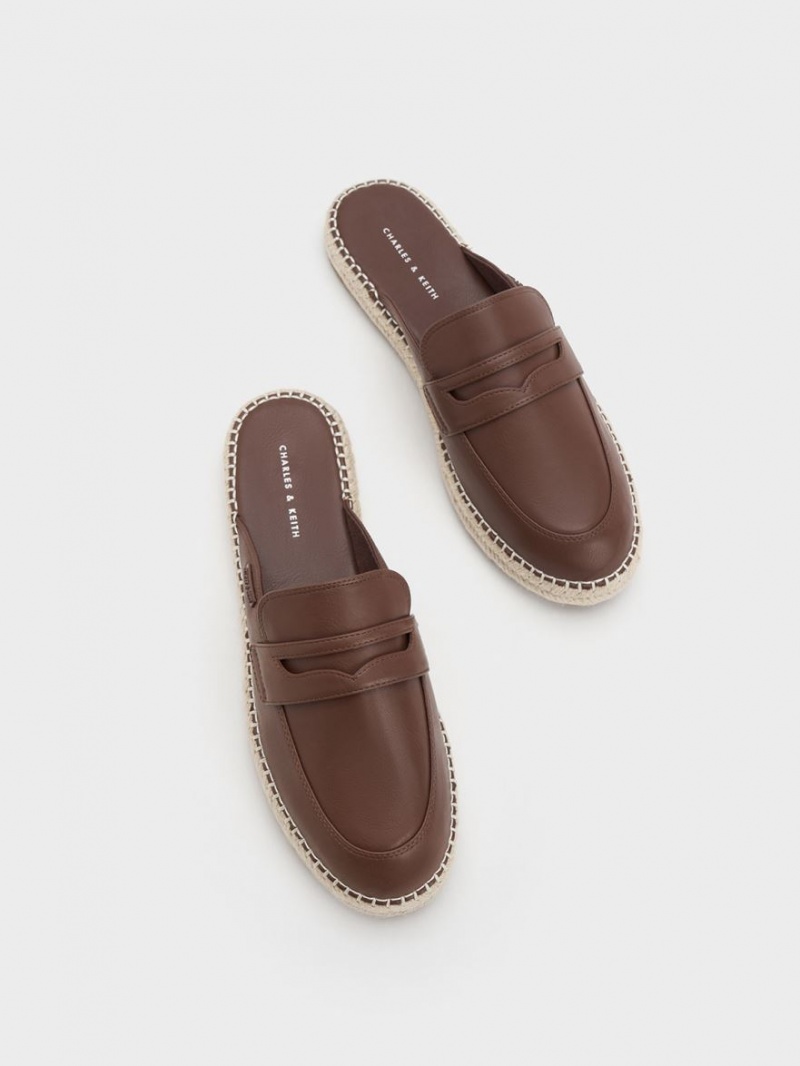 Loafers Charles And Keith Penny Backless Espadrilles καφε | 10652-JOZL