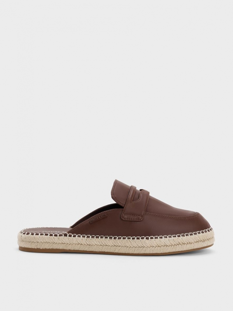 Loafers Charles And Keith Penny Backless Espadrilles καφε | 10652-JOZL