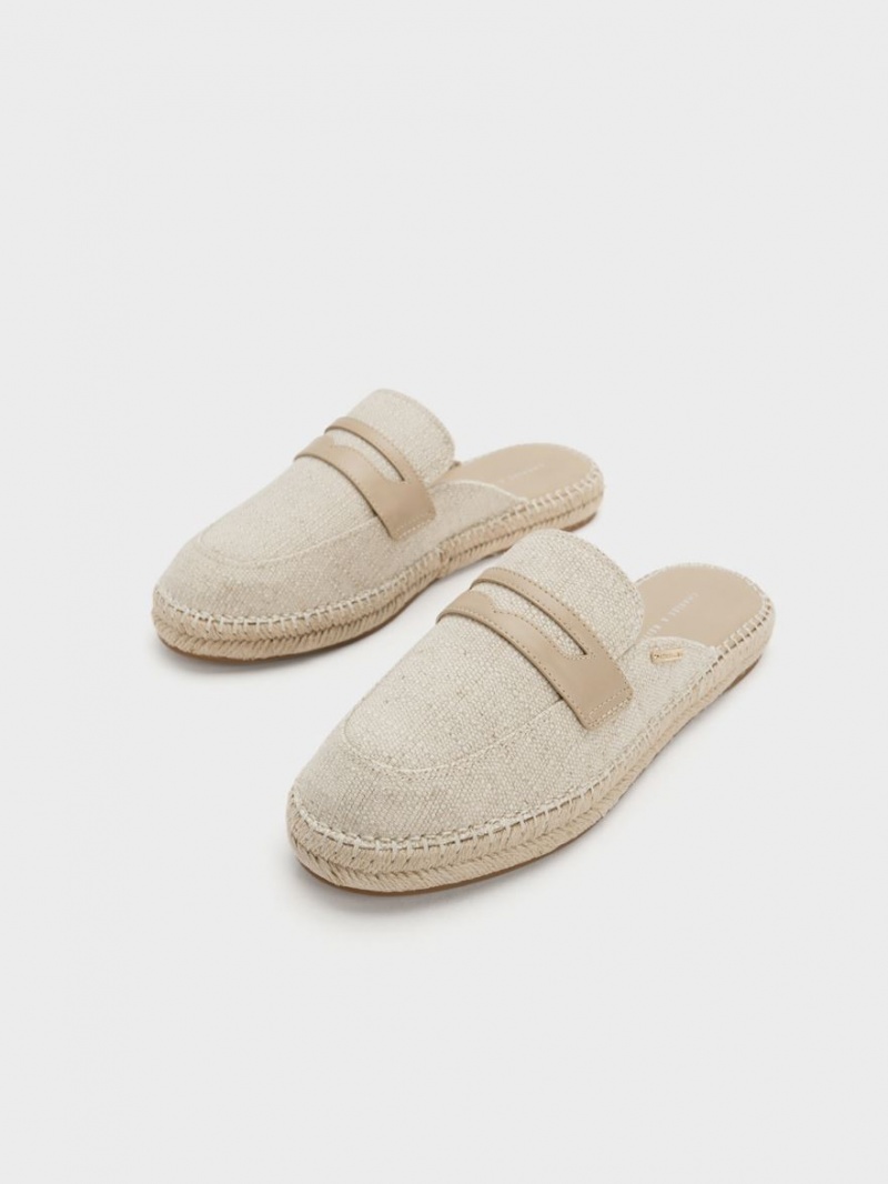 Loafers Charles And Keith Penny Backless Espadrilles Μπεζ | 13759-WXQA