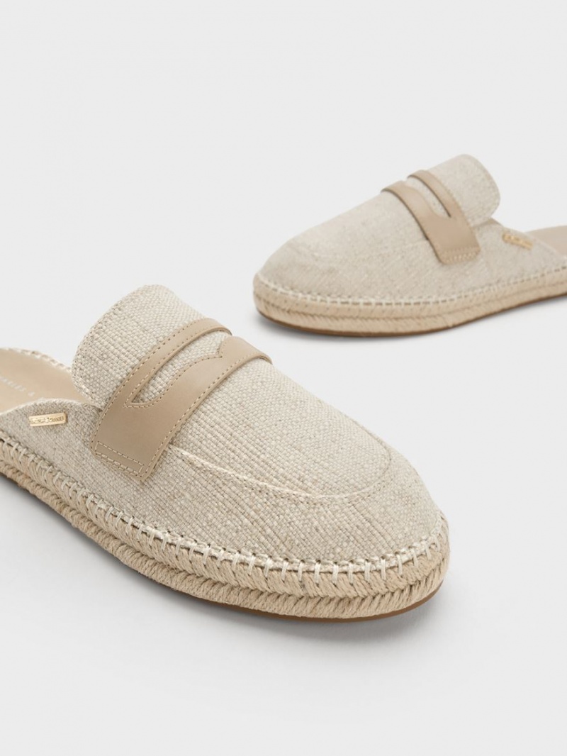 Loafers Charles And Keith Penny Backless Espadrilles Μπεζ | 13759-WXQA