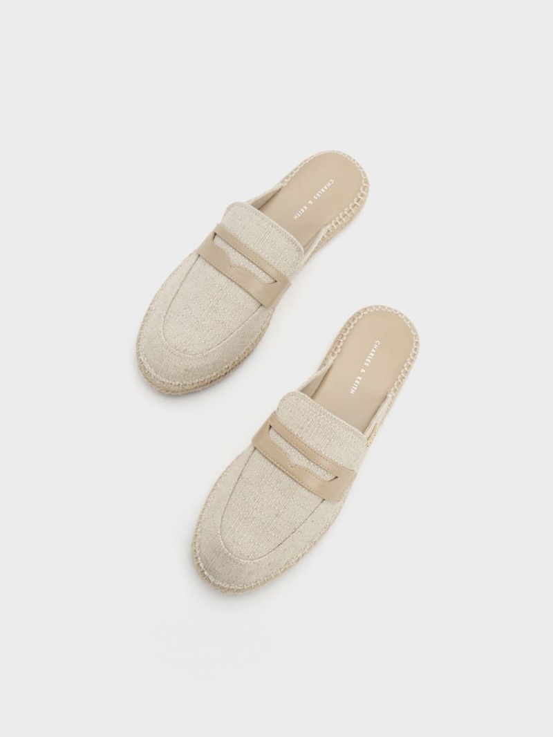 Loafers Charles And Keith Penny Backless Espadrilles Μπεζ | 13759-WXQA