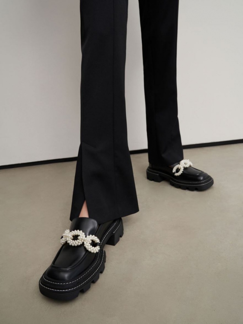 Loafers Charles And Keith Perline Beaded flatforms μαυρα | 29871-DLGC