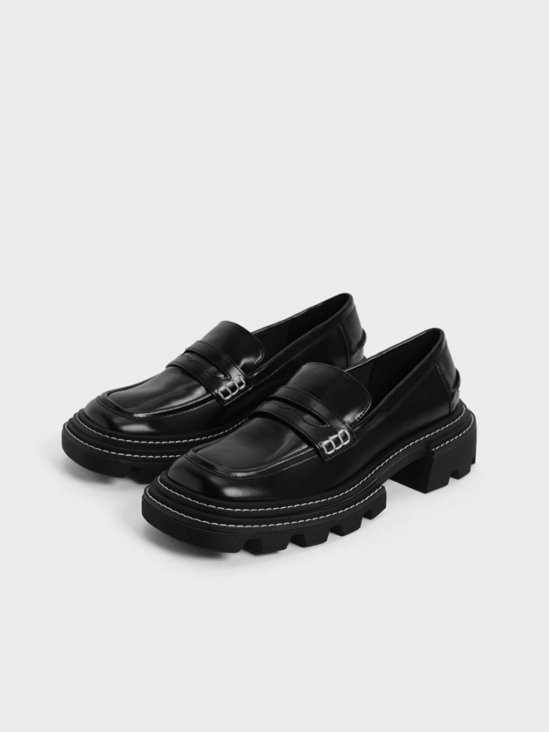 Loafers Charles And Keith Perline Χοντρός Penny μαυρα | 76945-WGER