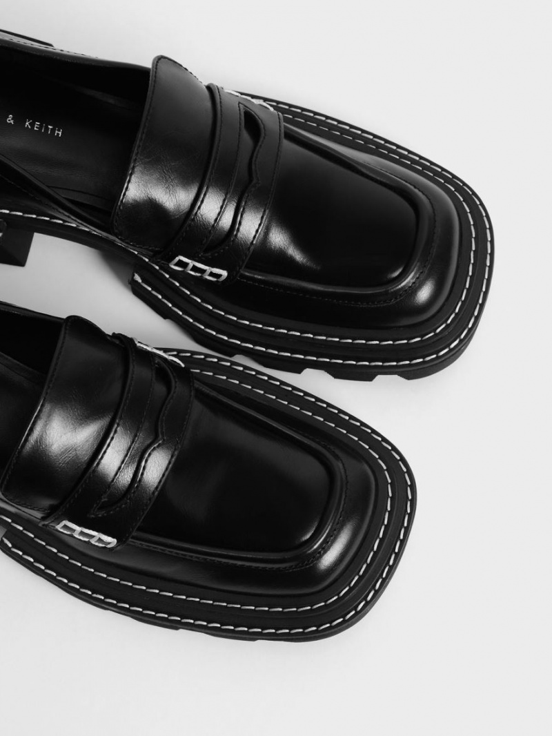 Loafers Charles And Keith Perline Χοντρός Penny μαυρα | 76945-WGER