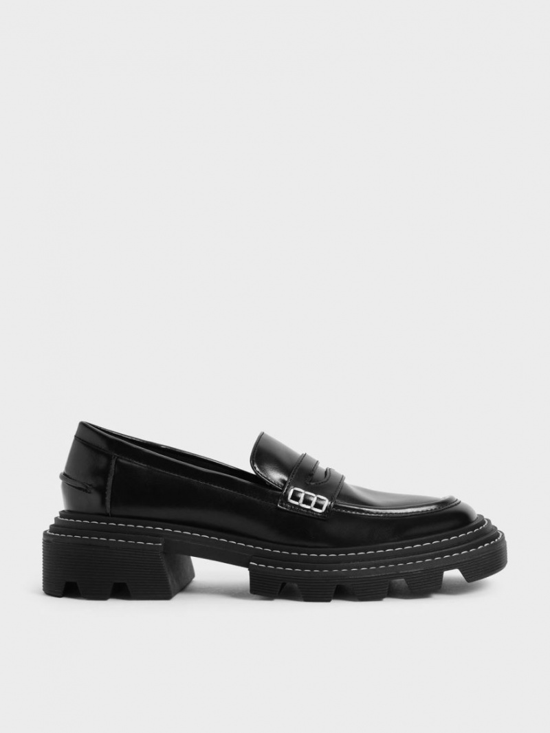 Loafers Charles And Keith Perline Χοντρός Penny μαυρα | 76945-WGER