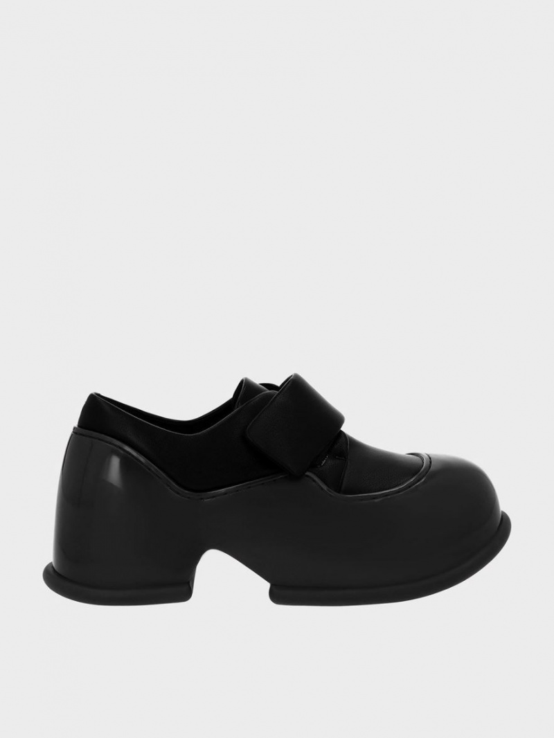 Loafers Charles And Keith Pixie λουστρινι flatforms μαυρα | 69013-CELX