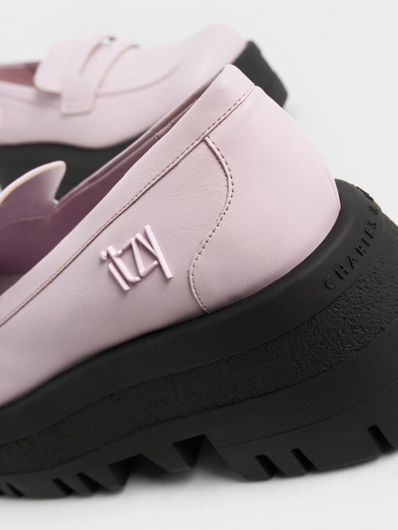 Loafers Charles And Keith Rainier Χοντρός flatforms Penny μωβ | 28794-SFAZ