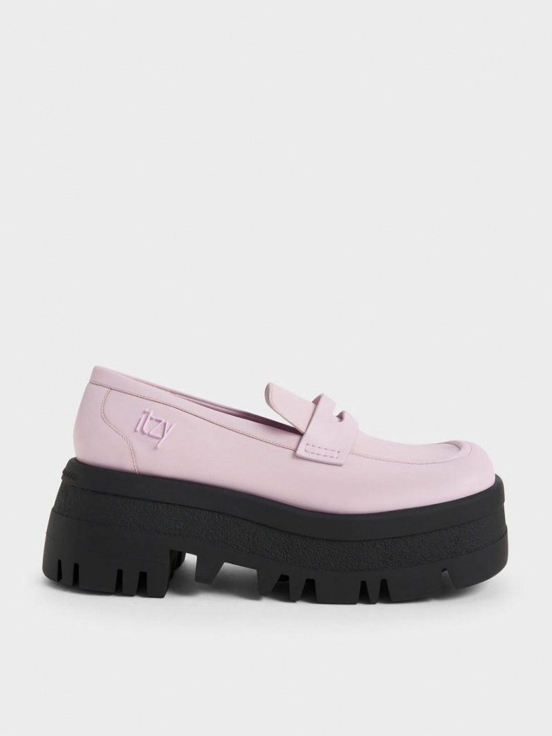 Loafers Charles And Keith Rainier Χοντρός flatforms Penny μωβ | 28794-SFAZ