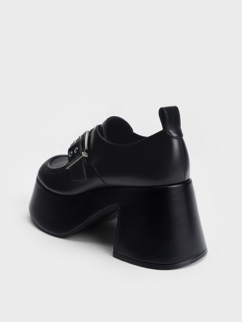Loafers Charles And Keith Rubina Buckled Χοντρός μαυρα | 07912-GXNP