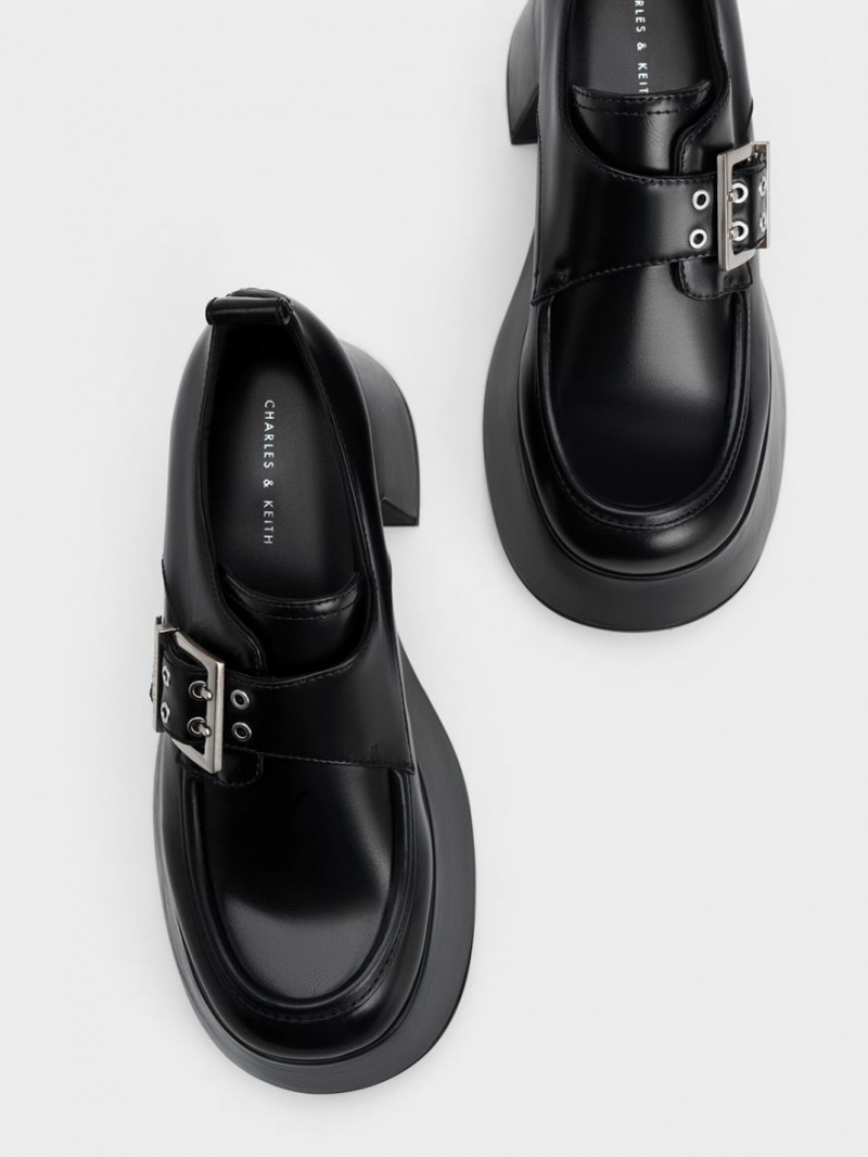 Loafers Charles And Keith Rubina Buckled Χοντρός μαυρα | 07912-GXNP