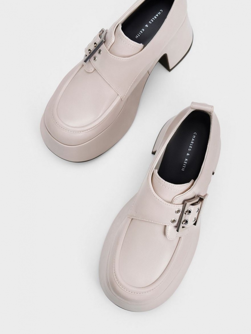 Loafers Charles And Keith Rubina Buckled Χοντρός ανοιχτο γκρι | 81937-HMJI