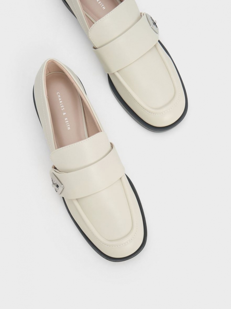 Loafers Charles And Keith Trice Metallic Accent ασπρα | 12470-PGOF