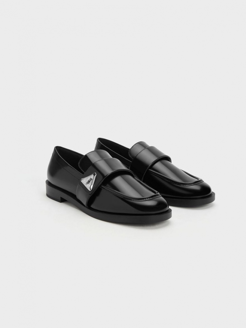 Loafers Charles And Keith Trice Metallic Accent μαυρα | 16735-XPRA