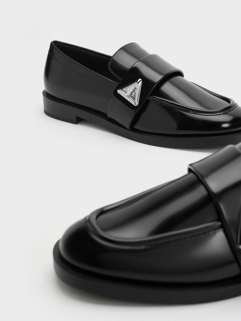 Loafers Charles And Keith Trice Metallic Accent μαυρα | 16735-XPRA