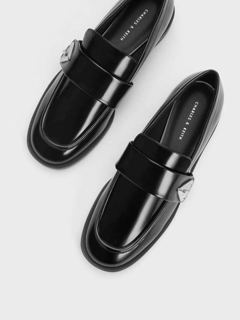 Loafers Charles And Keith Trice Metallic Accent μαυρα | 16735-XPRA