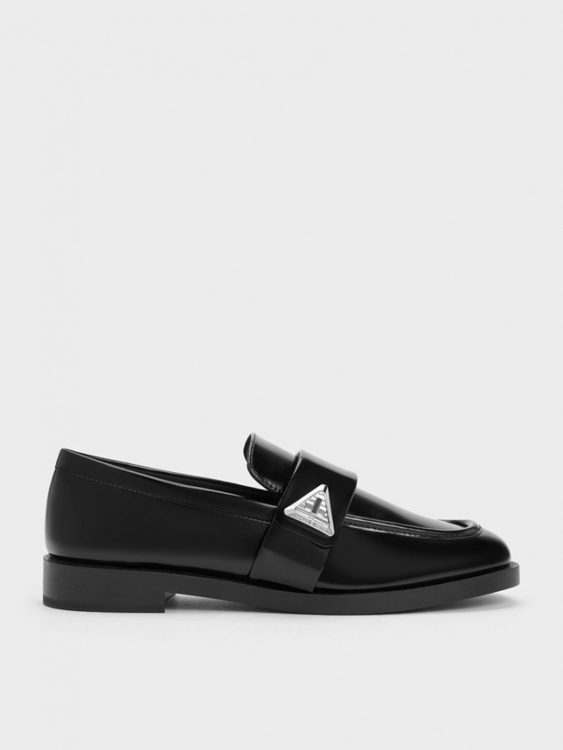 Loafers Charles And Keith Trice Metallic Accent μαυρα | 16735-XPRA