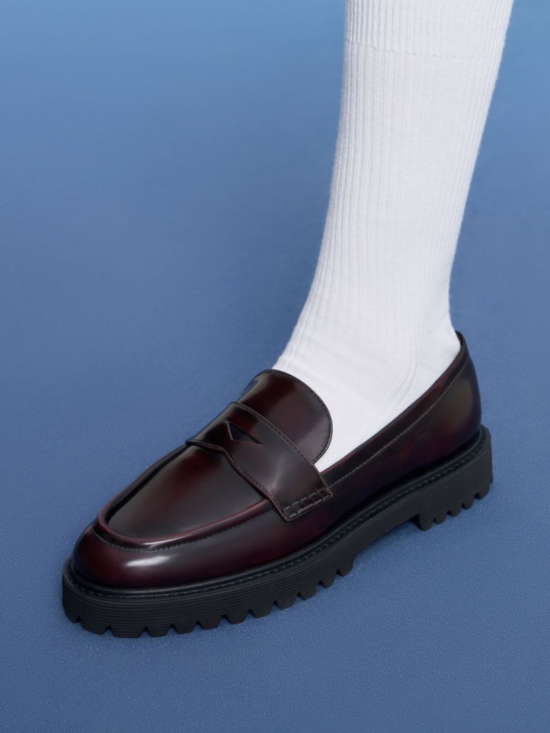 Loafers Charles And Keith Χοντρός Penny μπορντο | 97546-ABKX