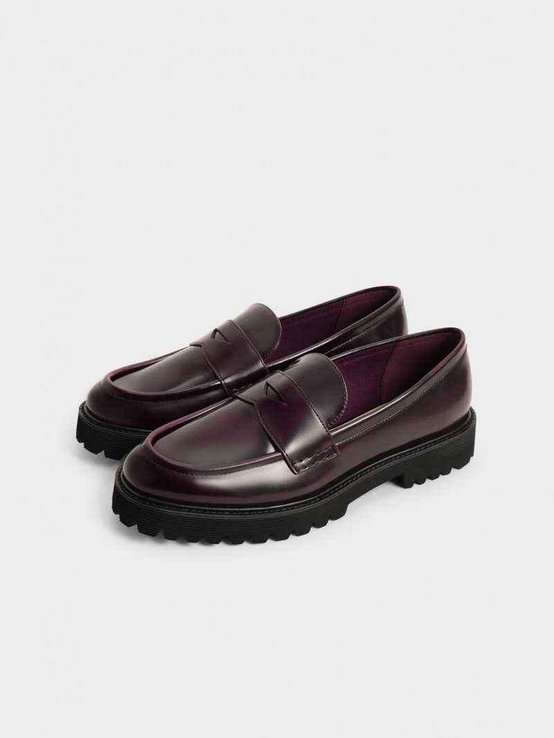 Loafers Charles And Keith Χοντρός Penny μπορντο | 97546-ABKX