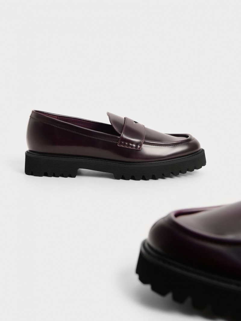 Loafers Charles And Keith Χοντρός Penny μπορντο | 97546-ABKX