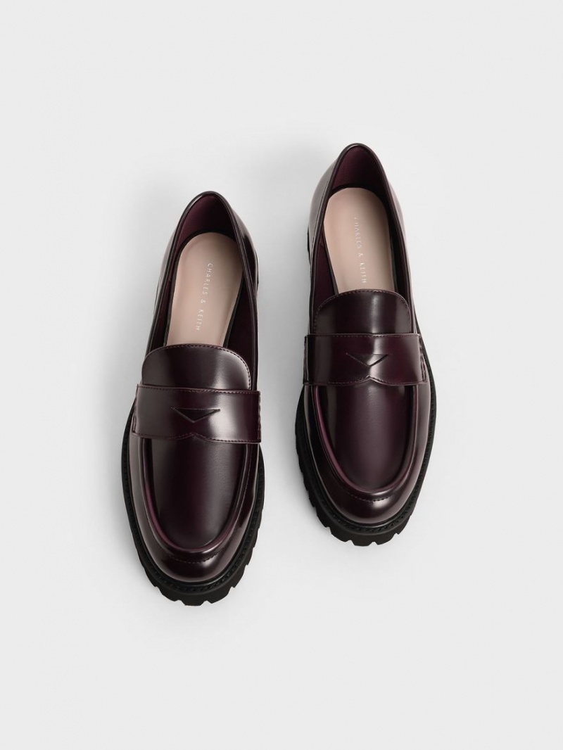 Loafers Charles And Keith Χοντρός Penny μπορντο | 97546-ABKX