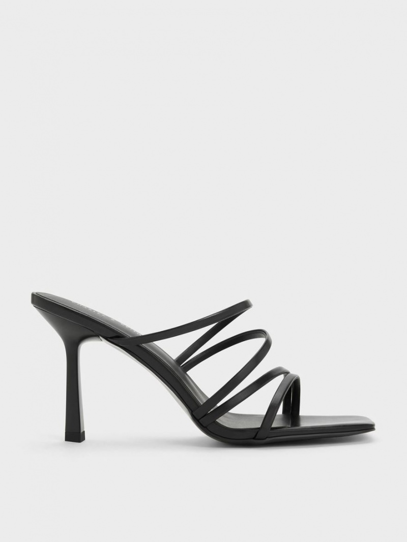 Mules Charles And Keith Asymmetric Square-toe με τακουνι μαυρα | 08562-JAGR