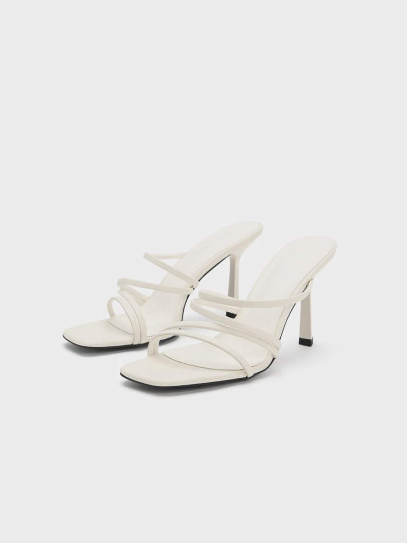 Mules Charles And Keith Asymmetric Square-toe με τακουνι κρέμα | 97238-DRQX