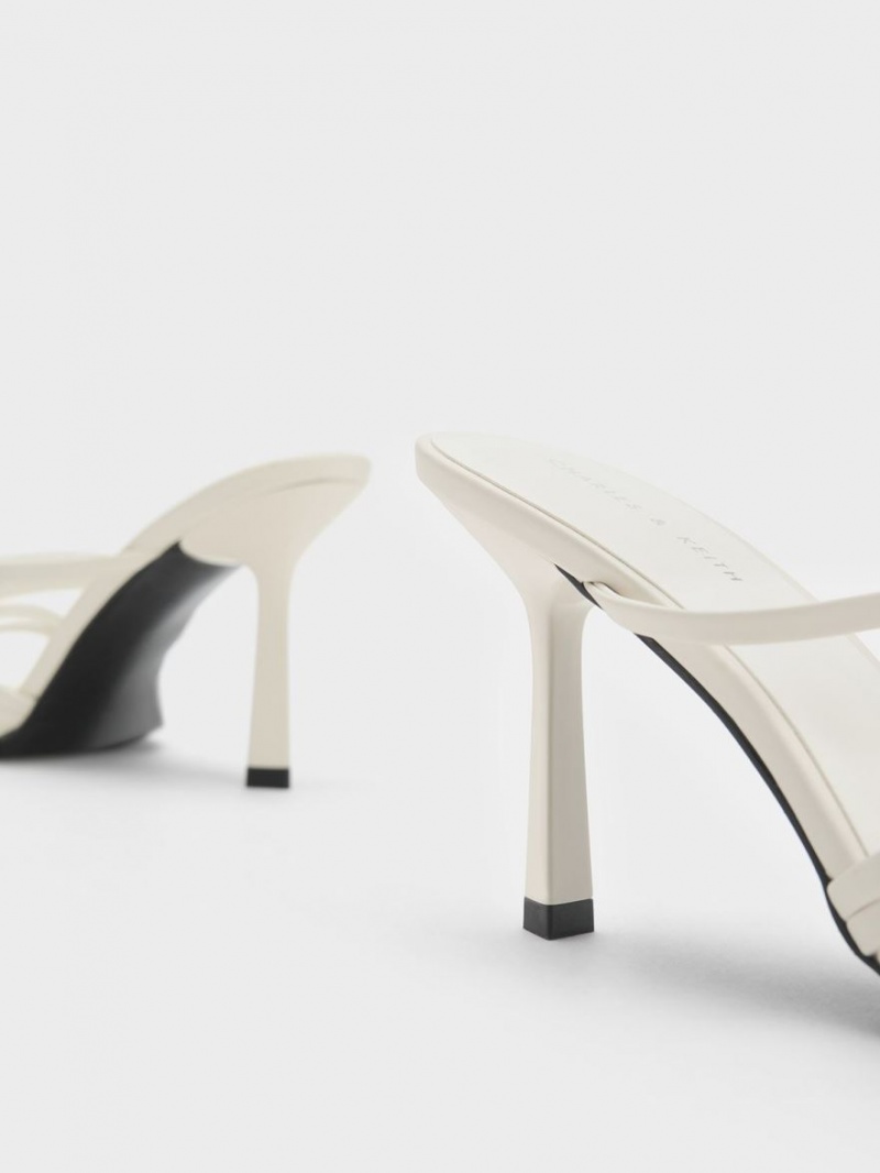Mules Charles And Keith Asymmetric Square-toe με τακουνι κρέμα | 97238-DRQX