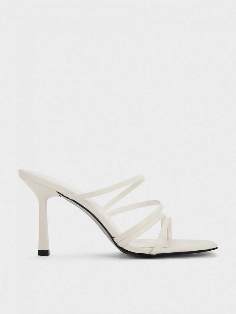 Mules Charles And Keith Asymmetric Square-toe με τακουνι κρέμα | 97238-DRQX
