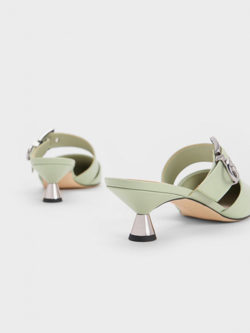 Mules Charles And Keith Asymmetric πόρπης με τακουνι μεντα | 90845-BPXJ