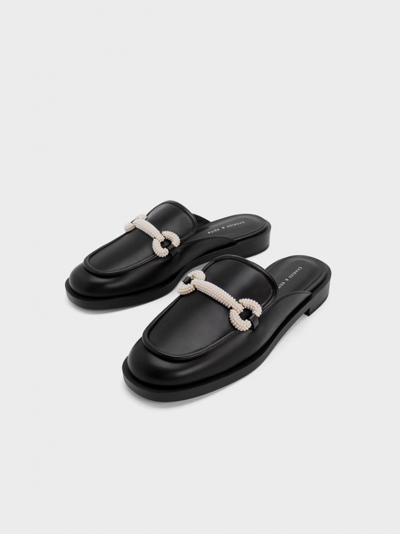Mules Charles And Keith Beaded Accent Loafer μαυρα | 21307-OSZU