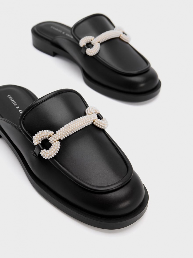 Mules Charles And Keith Beaded Accent Loafer μαυρα | 21307-OSZU