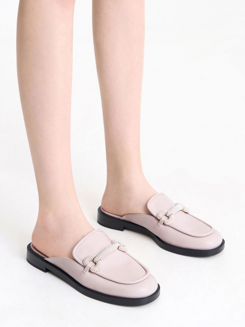 Mules Charles And Keith Beaded Accent Loafer ροζ | 82370-KAHV